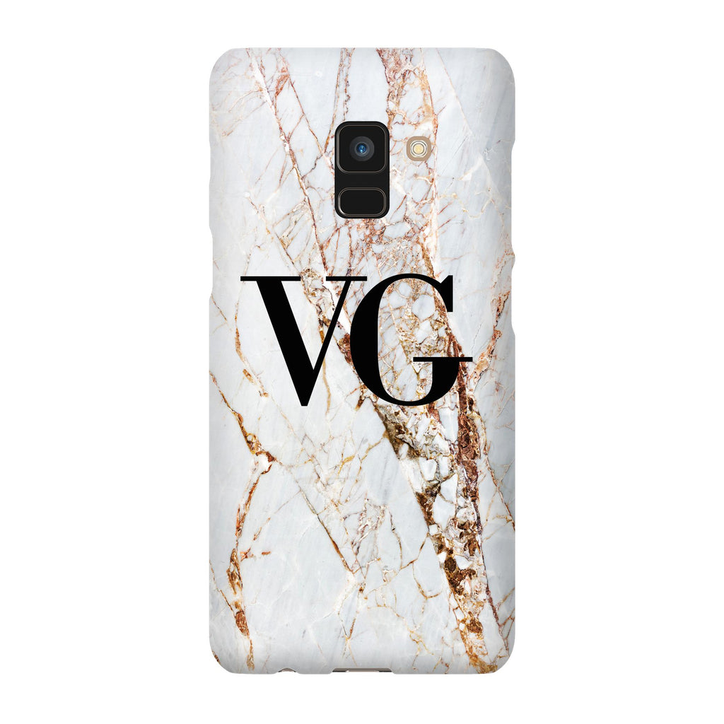 Personalised Cracked Marble Initials Samsung Galaxy A8 Case