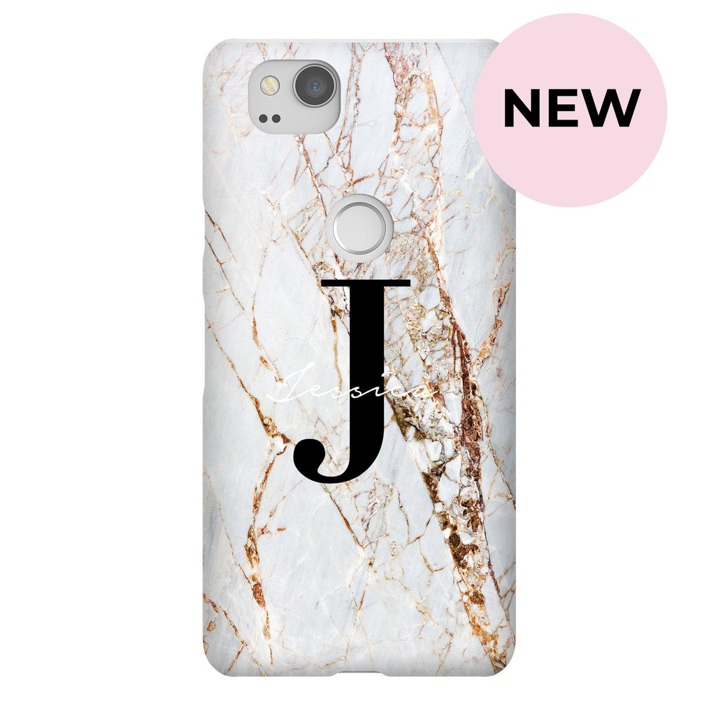Personalised Cracked Marble Name Initial Google Pixel 2 Case