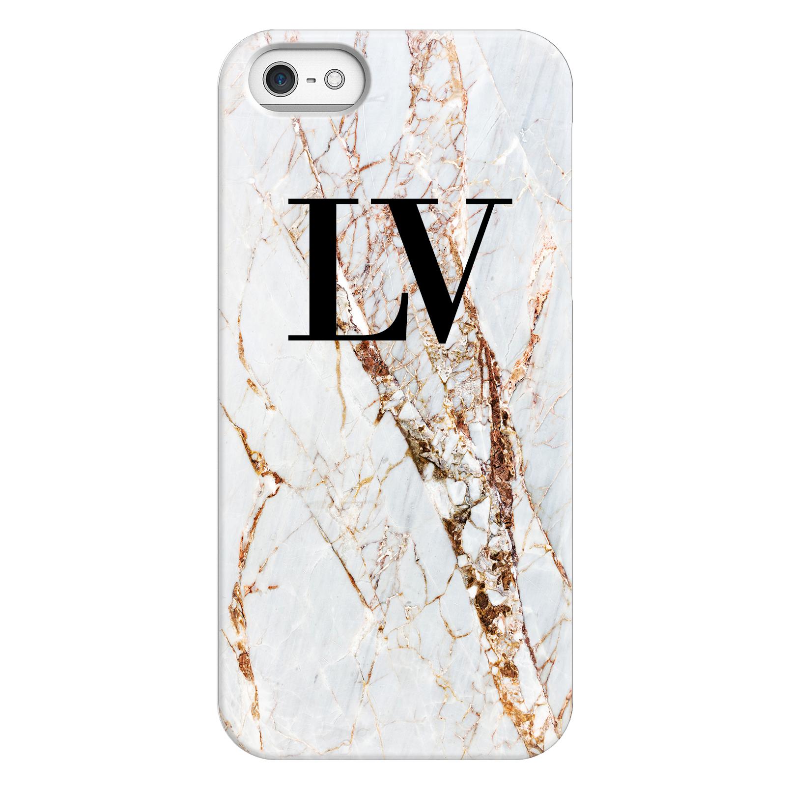 Personalised Cracked Marble Initials iPhone 5 5s SE