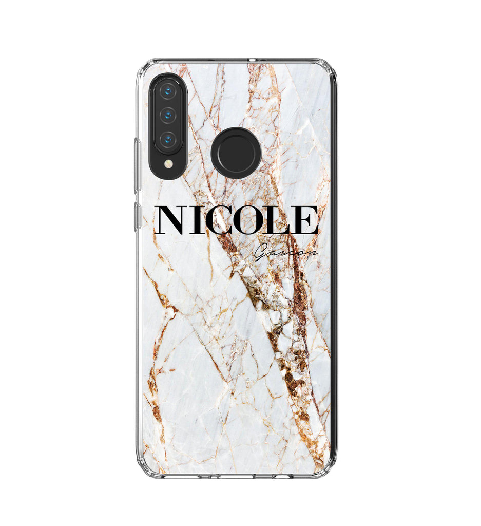 Personalised Cracked Marble Name Huawei P30 Lite Case