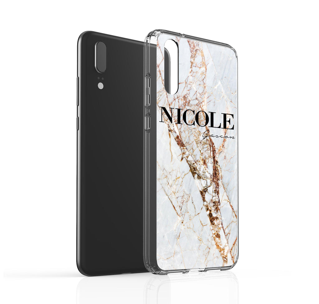 Personalised Cracked Marble Name Huawei P20 Case