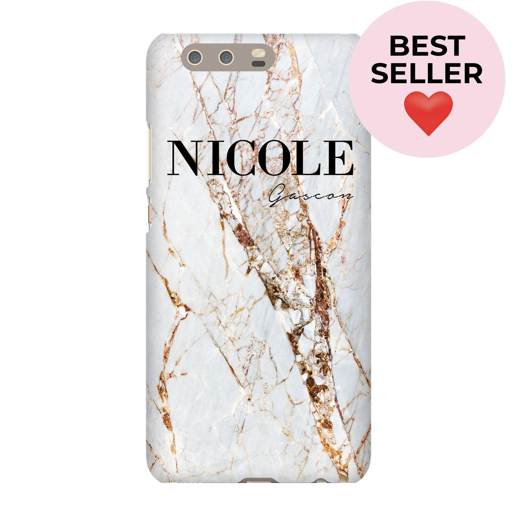 Personalised Cracked Marble Name Huawei P10 Plus Case