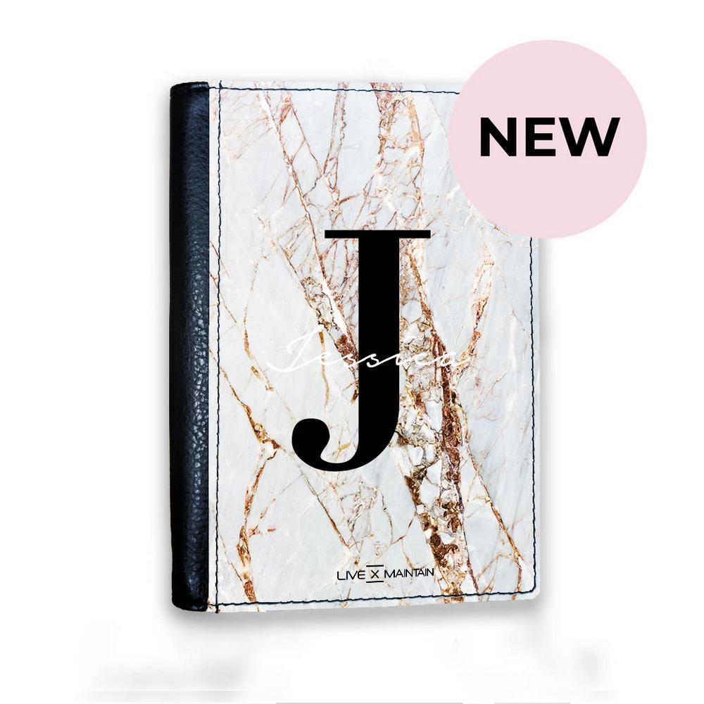 Personalised Cracked Marble Name Initials Passport Cover