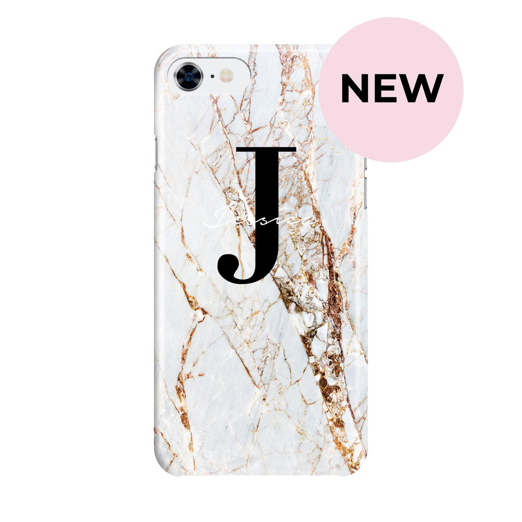 Personalised Cracked Marble Name Initials iPhone SE Case