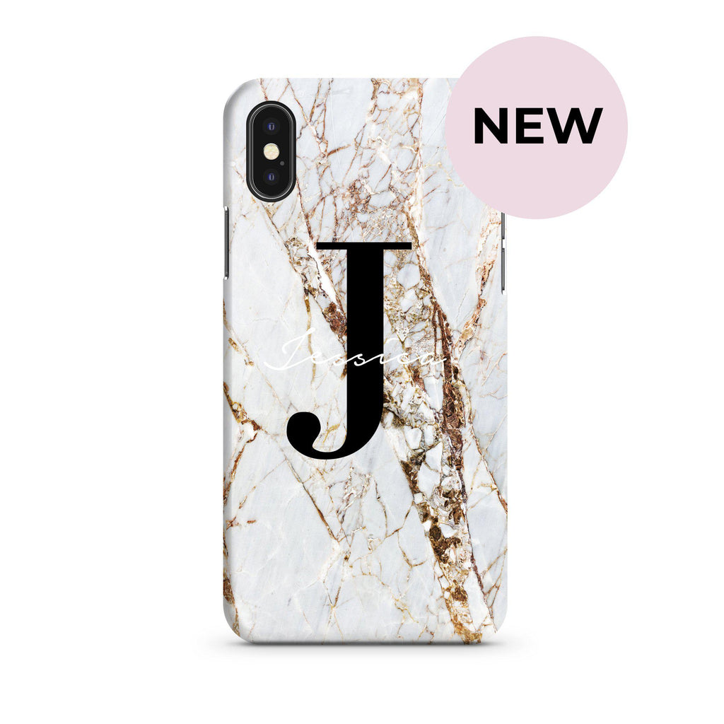 Personalised Cracked Marble Name Initials iPhone XS Case
