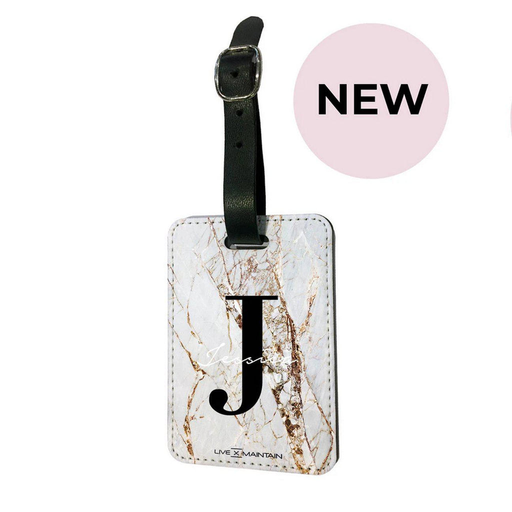 Personalised Cracked Marble Name Initial Luggage Tag