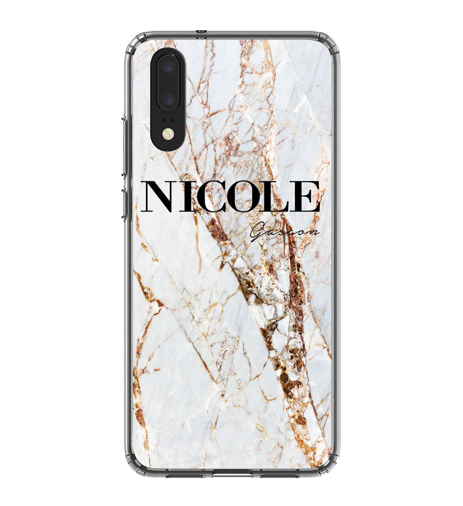 Personalised Cracked Marble Name Huawei P20 Case