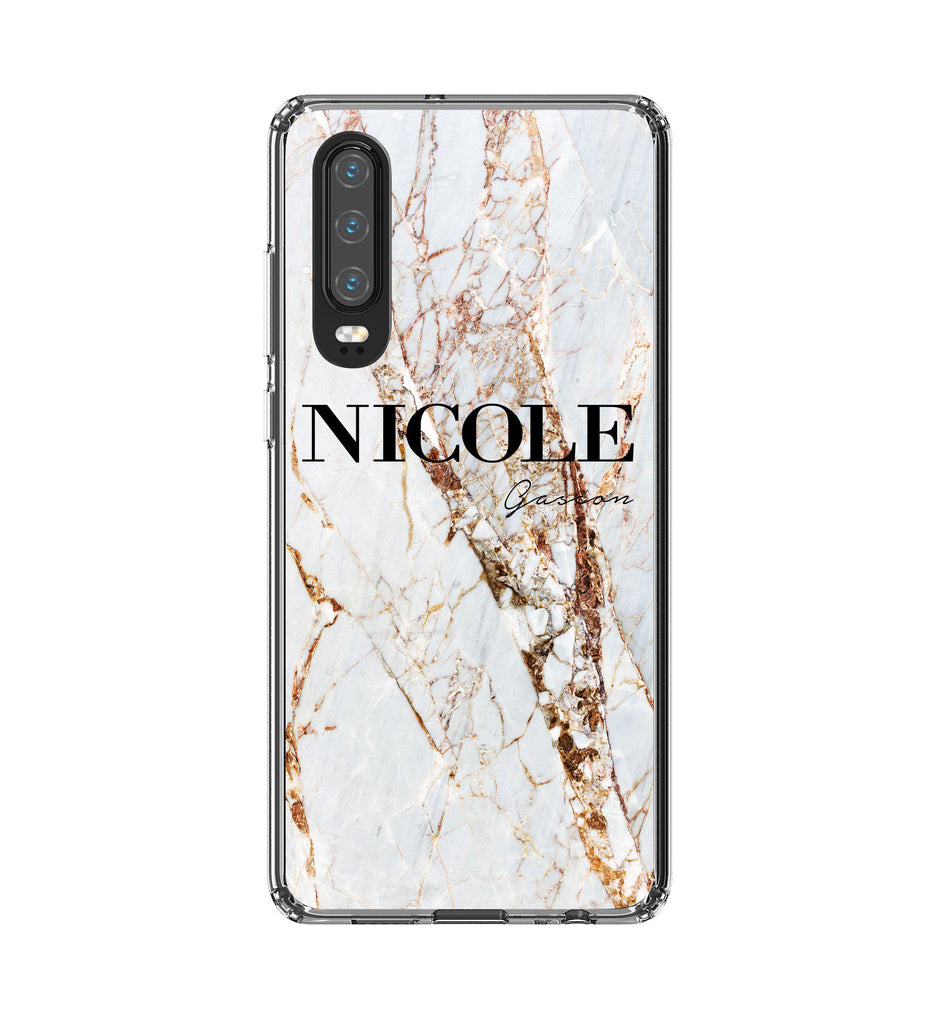 Personalised Cracked Marble Name Huawei P30 Case