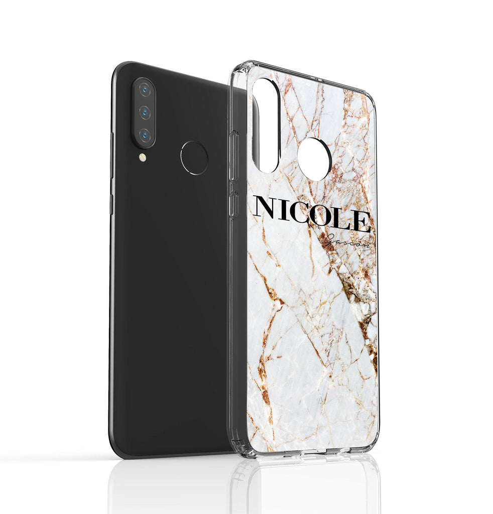 Personalised Cracked Marble Name Huawei P30 Lite Case