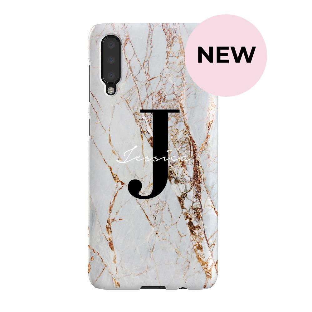 Personalised Cracked Marble Name Initials Samsung Galaxy A50 Case