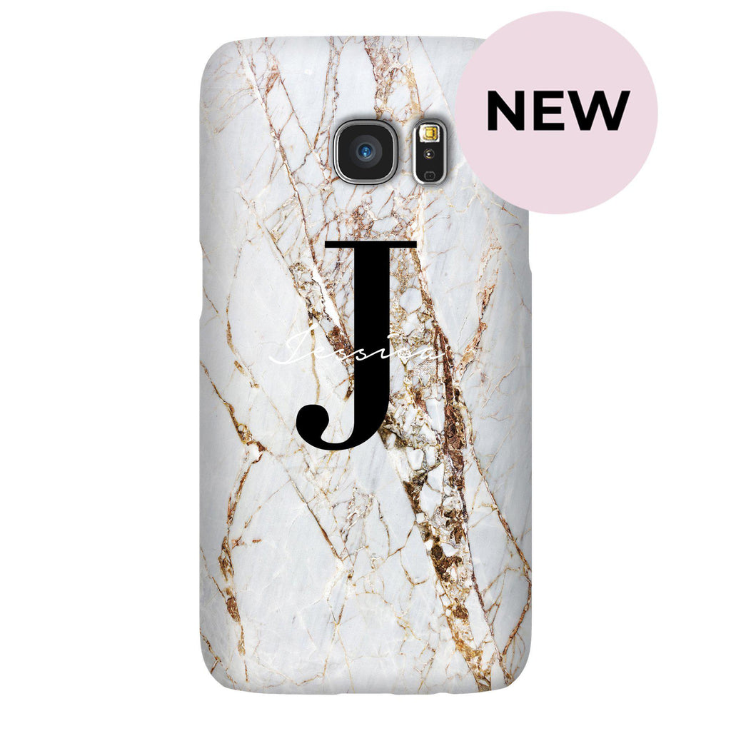 Personalised Cracked Marble Name Initials Samsung Galaxy S7 Edge Case