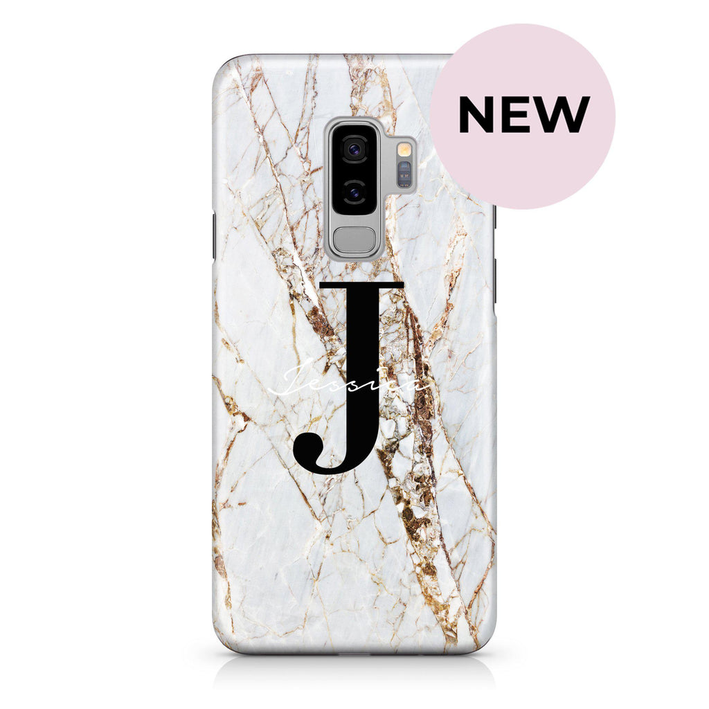 Personalised Cracked Marble Name Initials Samsung Galaxy S9 Plus Case