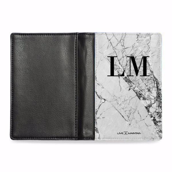 Personalised Cracked White Marble Initials Passport Cover