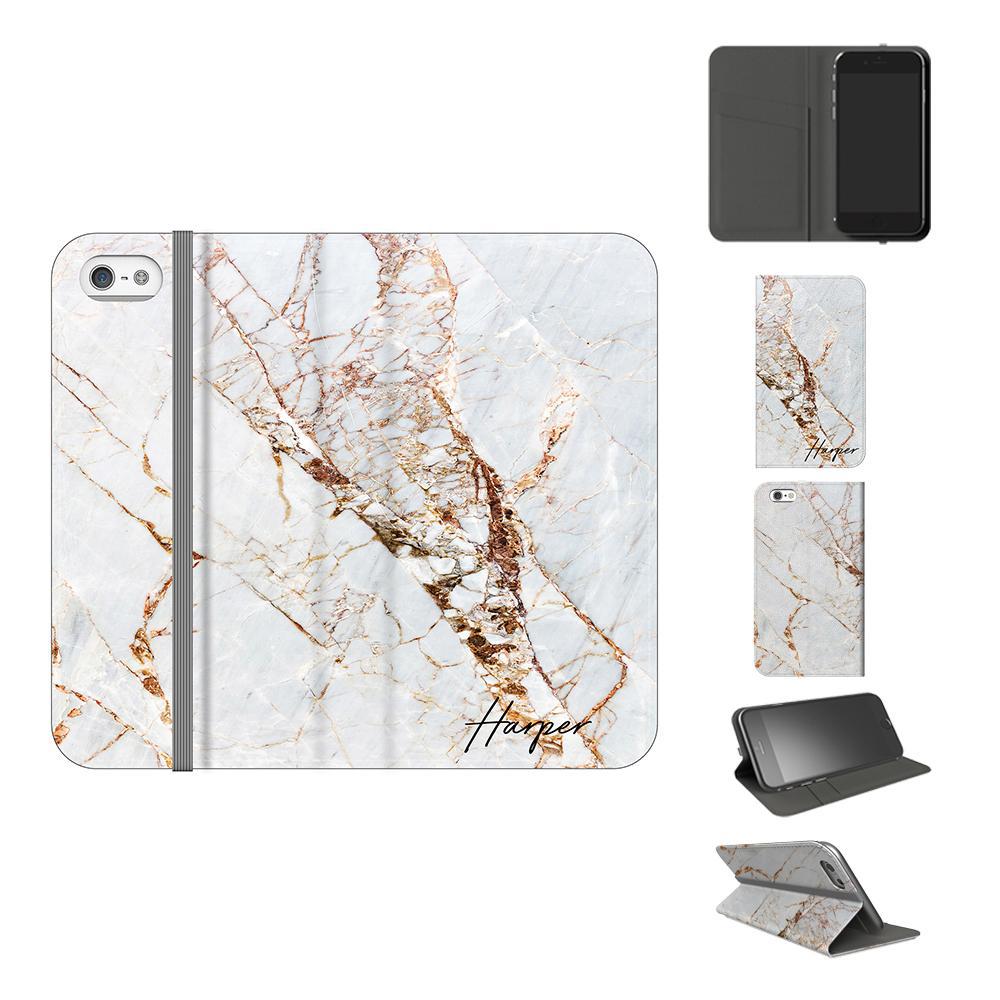 Personalised Cracked Marble Bronze Initial iPhone 5/5s/SE (2016) Case