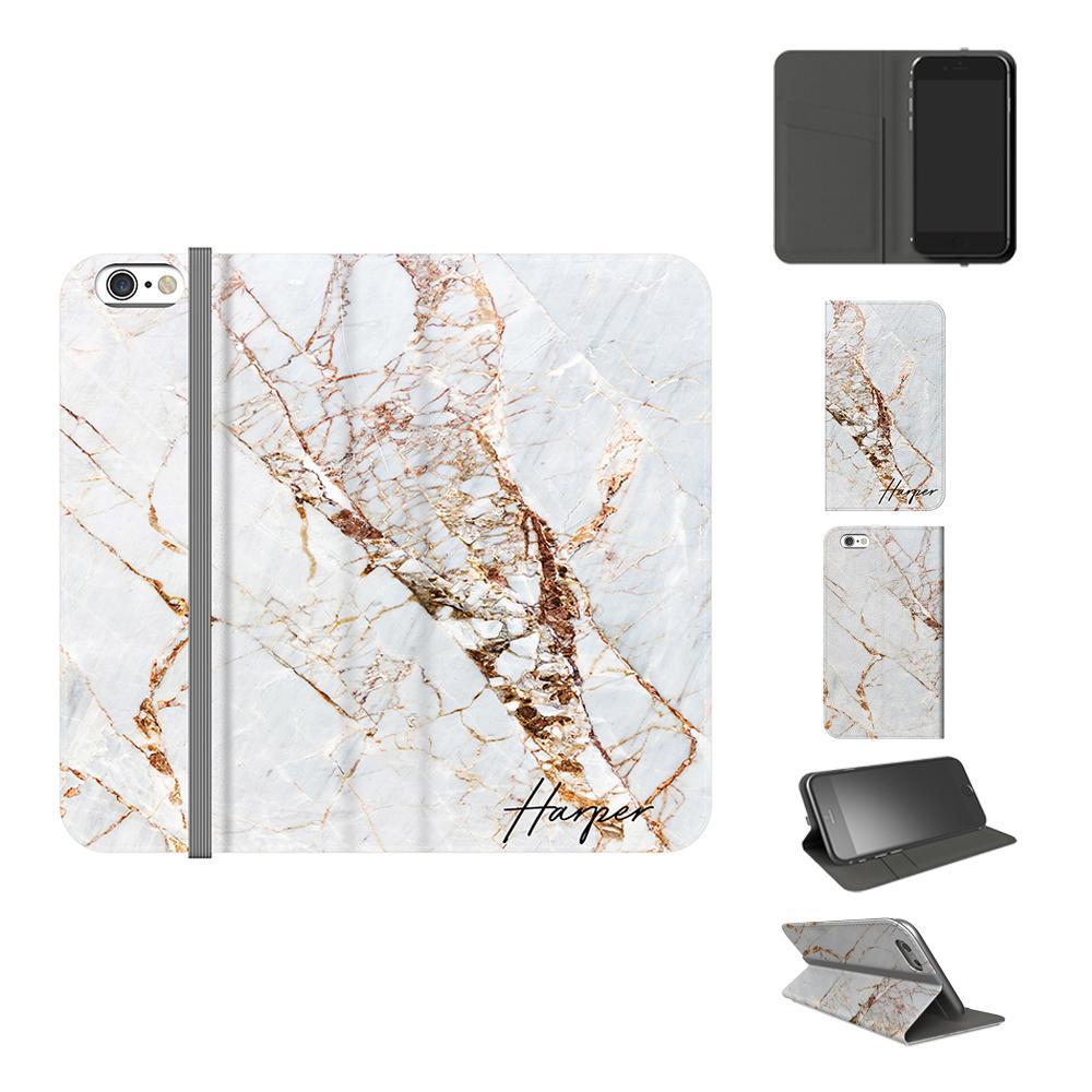 Personalised Cracked Marble Bronze Initial iPhone 6/6s Case
