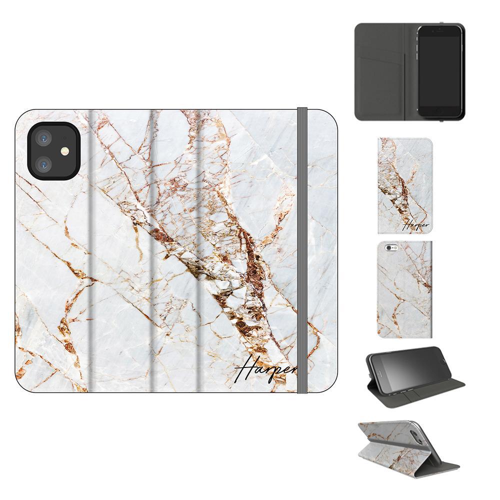 Personalised Cracked Marble Initials iPhone 11 Case
