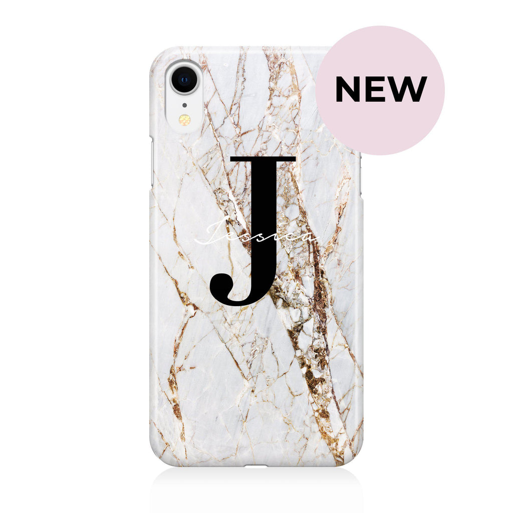 Personalised Cracked Marble Name Initials iPhone XR Case