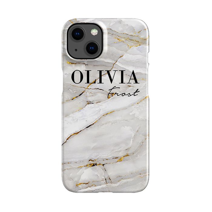 Personalised Cream Marble Name iPhone 15 Case