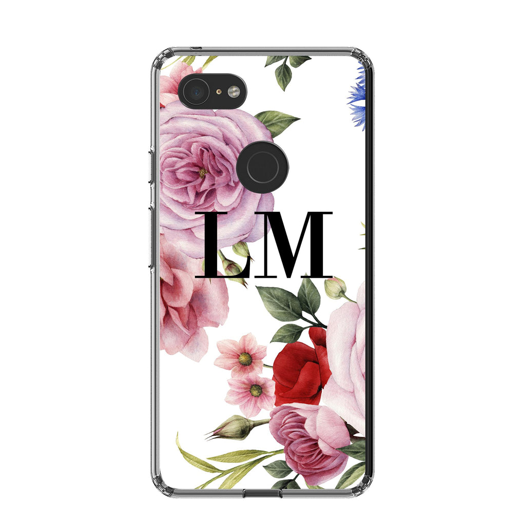 Personalised Floral Blossom Initials Google Pixel 3 XL Case
