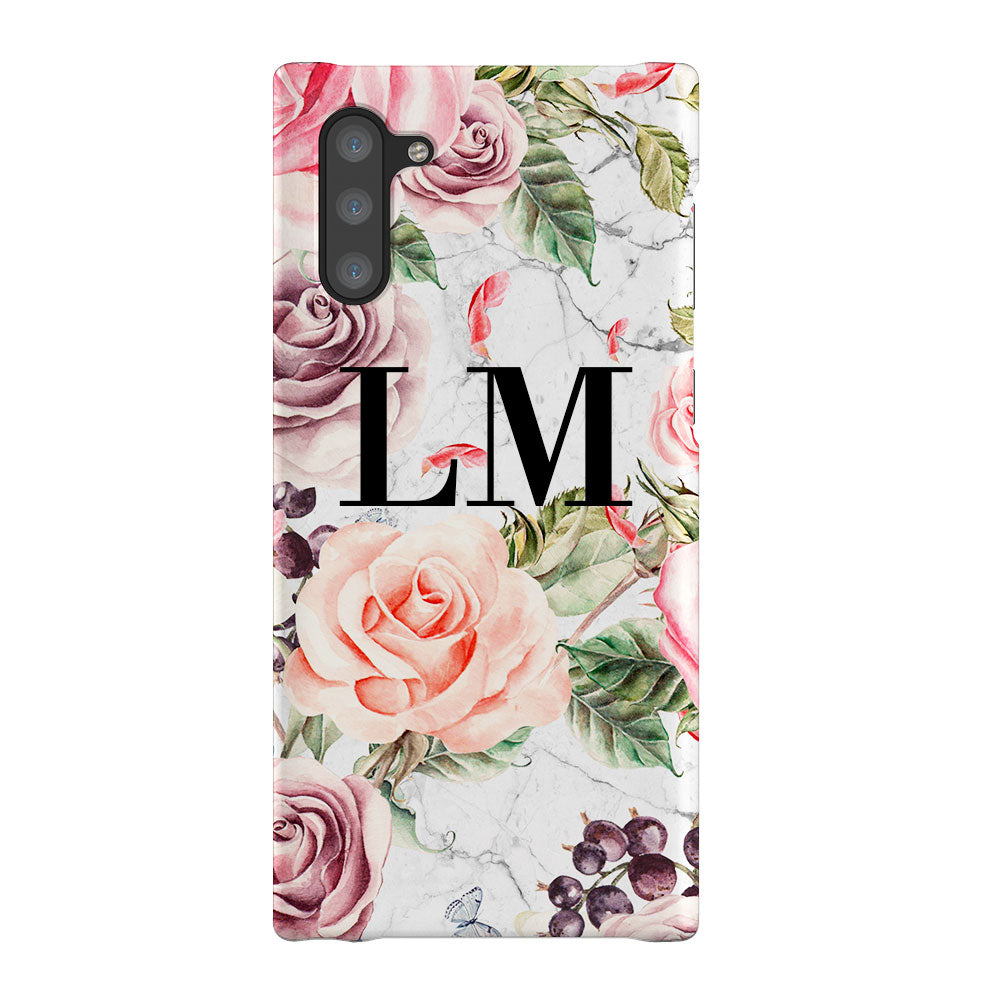 Personalised Watercolor Floral Initials Samsung Galaxy Note 10 Case