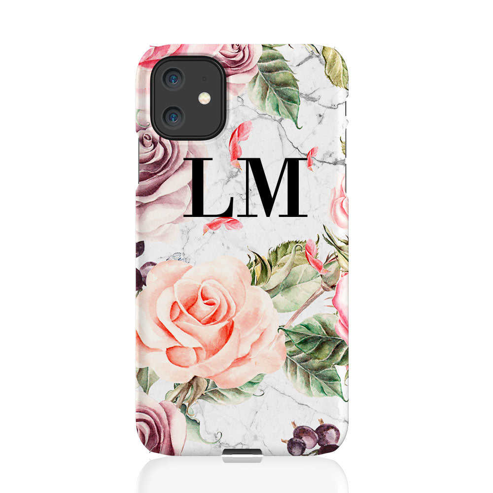 Personalised Watercolor Floral Initials iPhone 11 Case