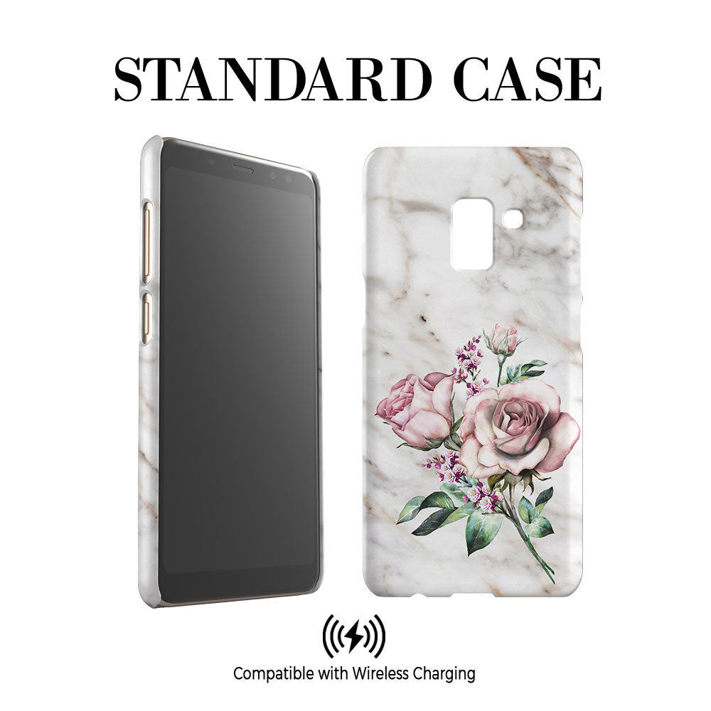 Personalised Floral Rose x Marble Initial Samsung Galaxy A8 Case