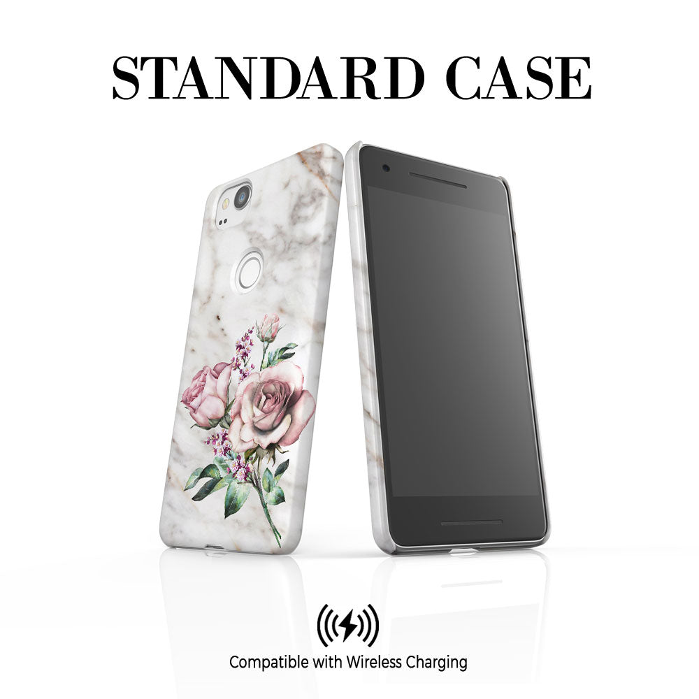 Personalised Floral Rose Marble Initials Google Pixel 2 Case