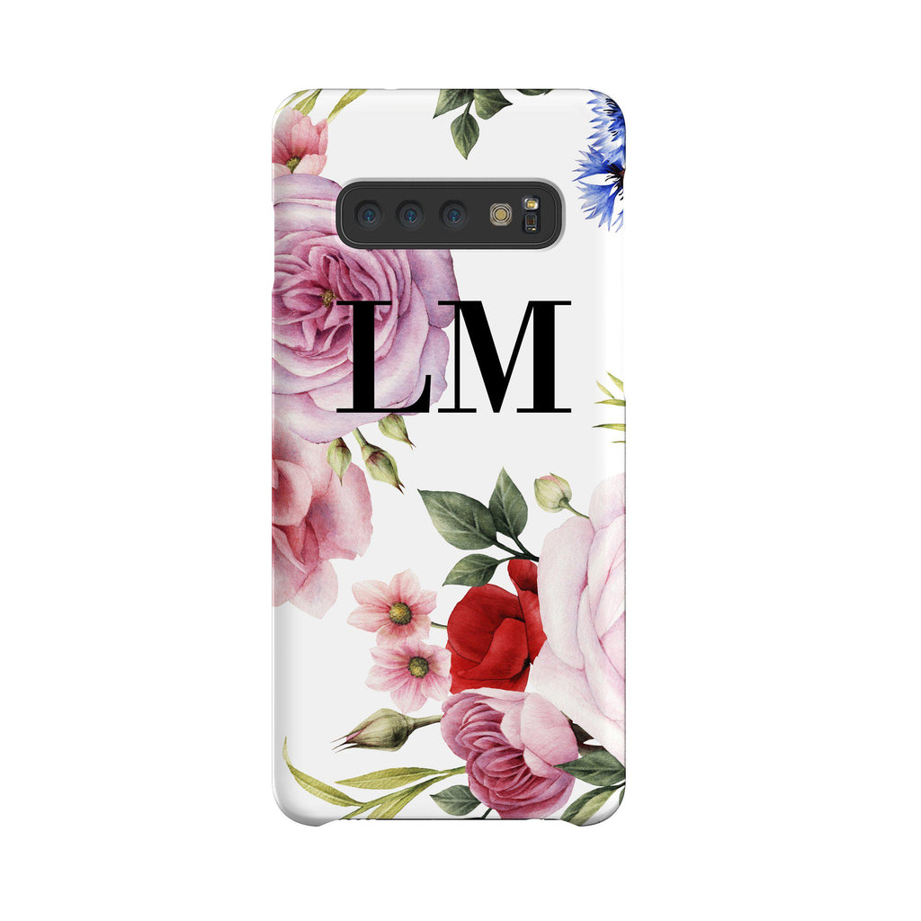 Personalised Floral Blossom Initials Samsung Galaxy S10 Case