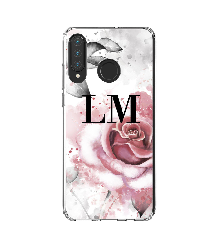 Personalised Floral Rose Initials Huawei P30 Lite Case