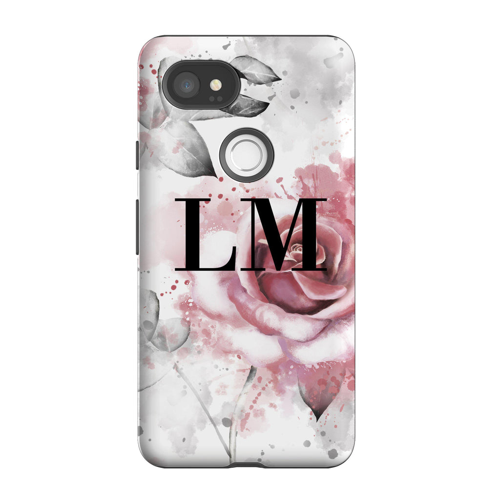 Personalised Floral Rose Initials Google Pixel 2 XL Case