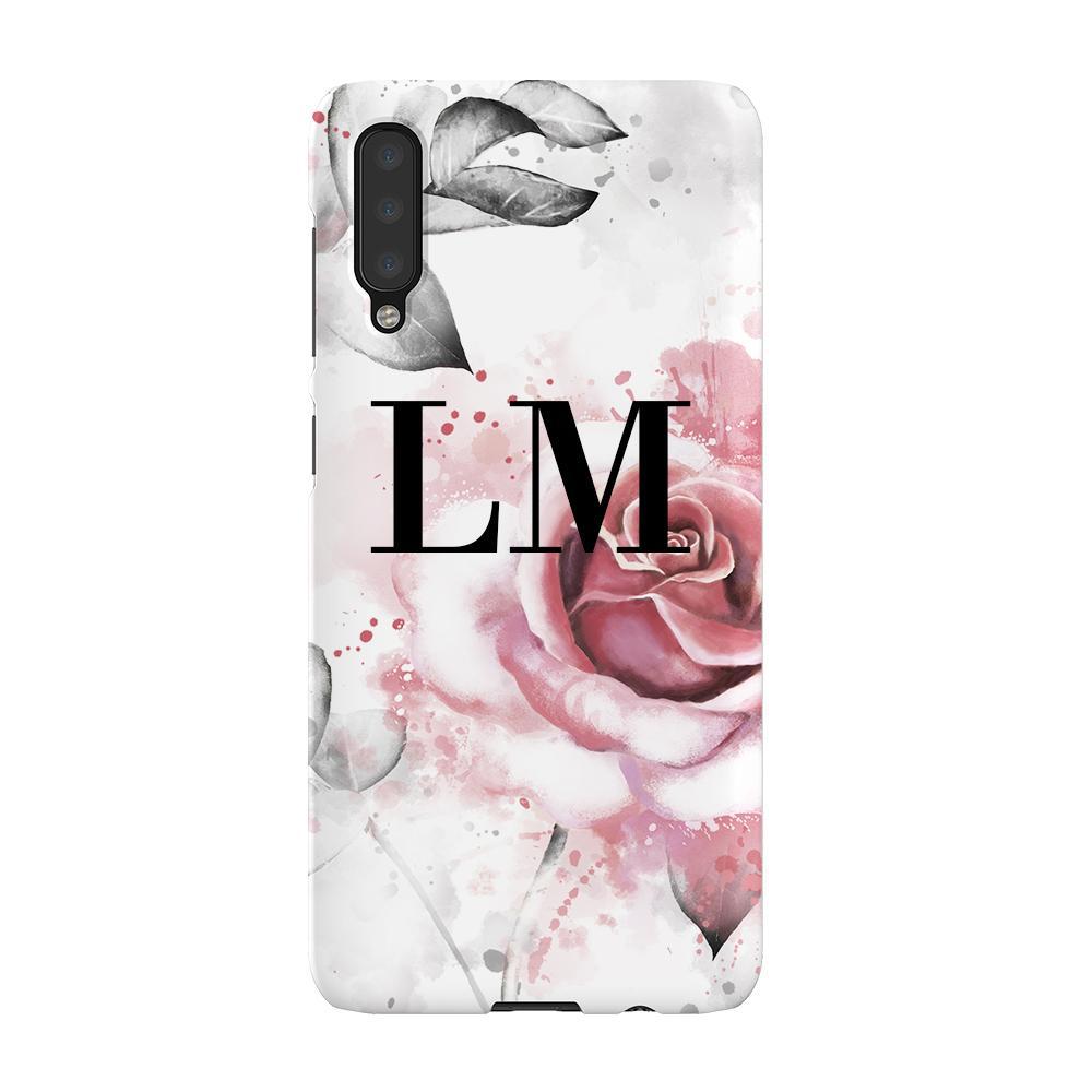 Personalised Floral Rose Initials Samsung Galaxy A50 Case