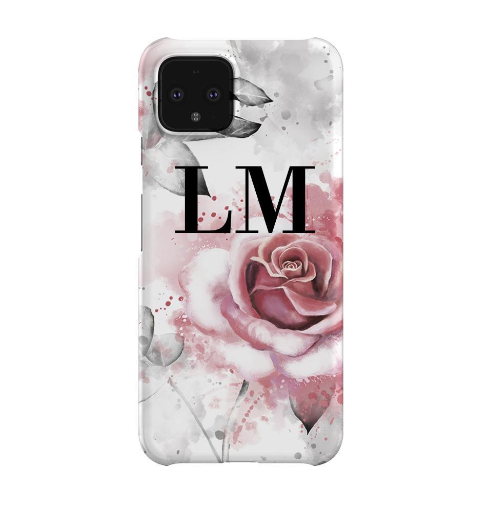 Personalised Floral Rose Initials Google Pixel 4XL Case