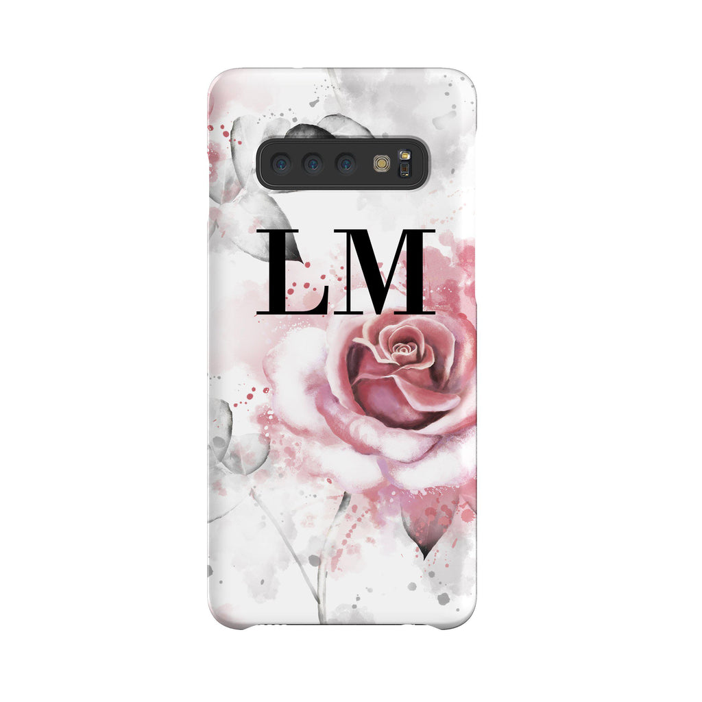 Personalised Floral Rose Initials Samsung Galaxy S10 Case
