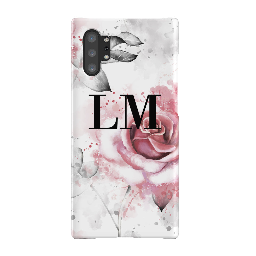 Personalised Floral Rose Initials Samsung Galaxy Note 10+ Case