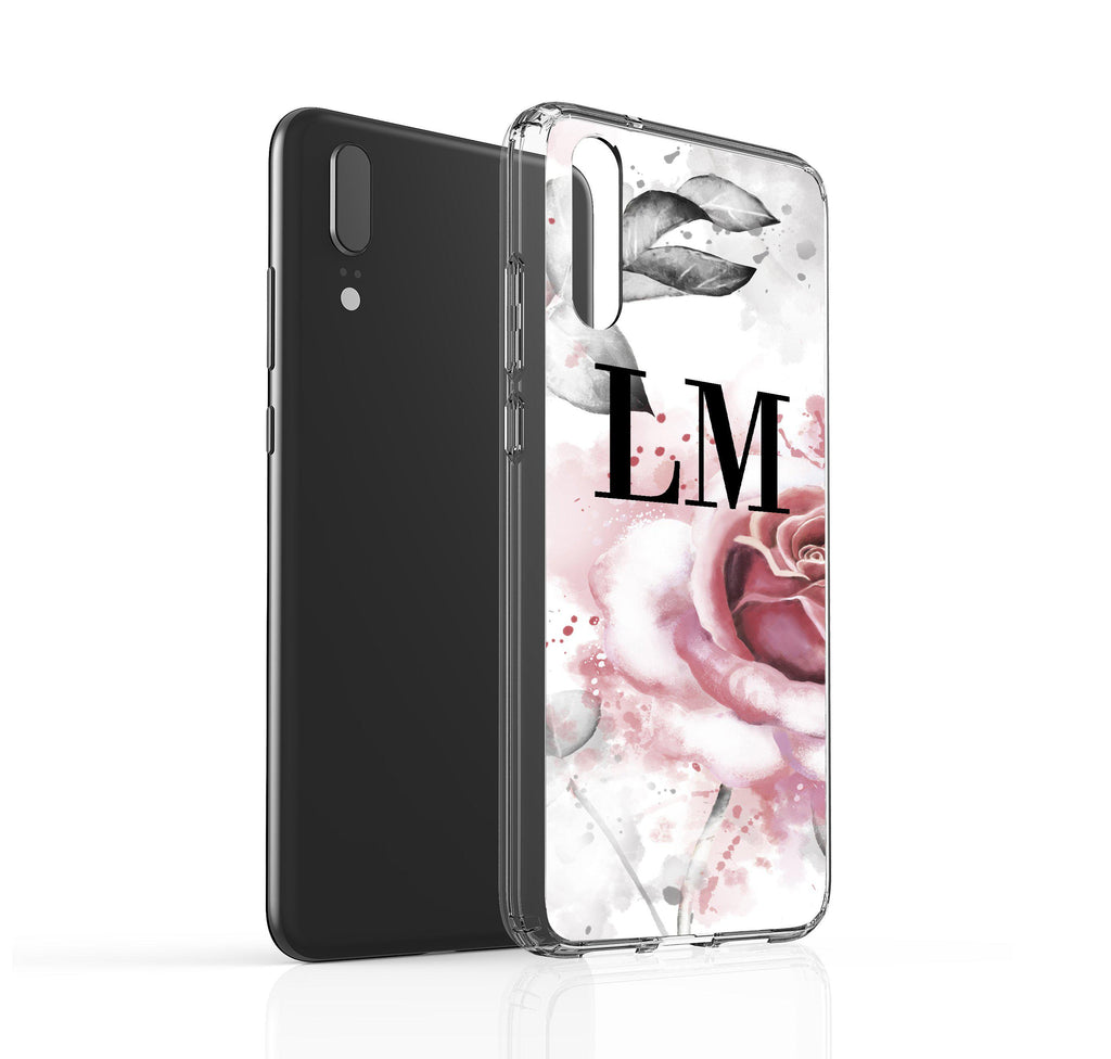 Personalised Floral Rose Initials Huawei P20 Case