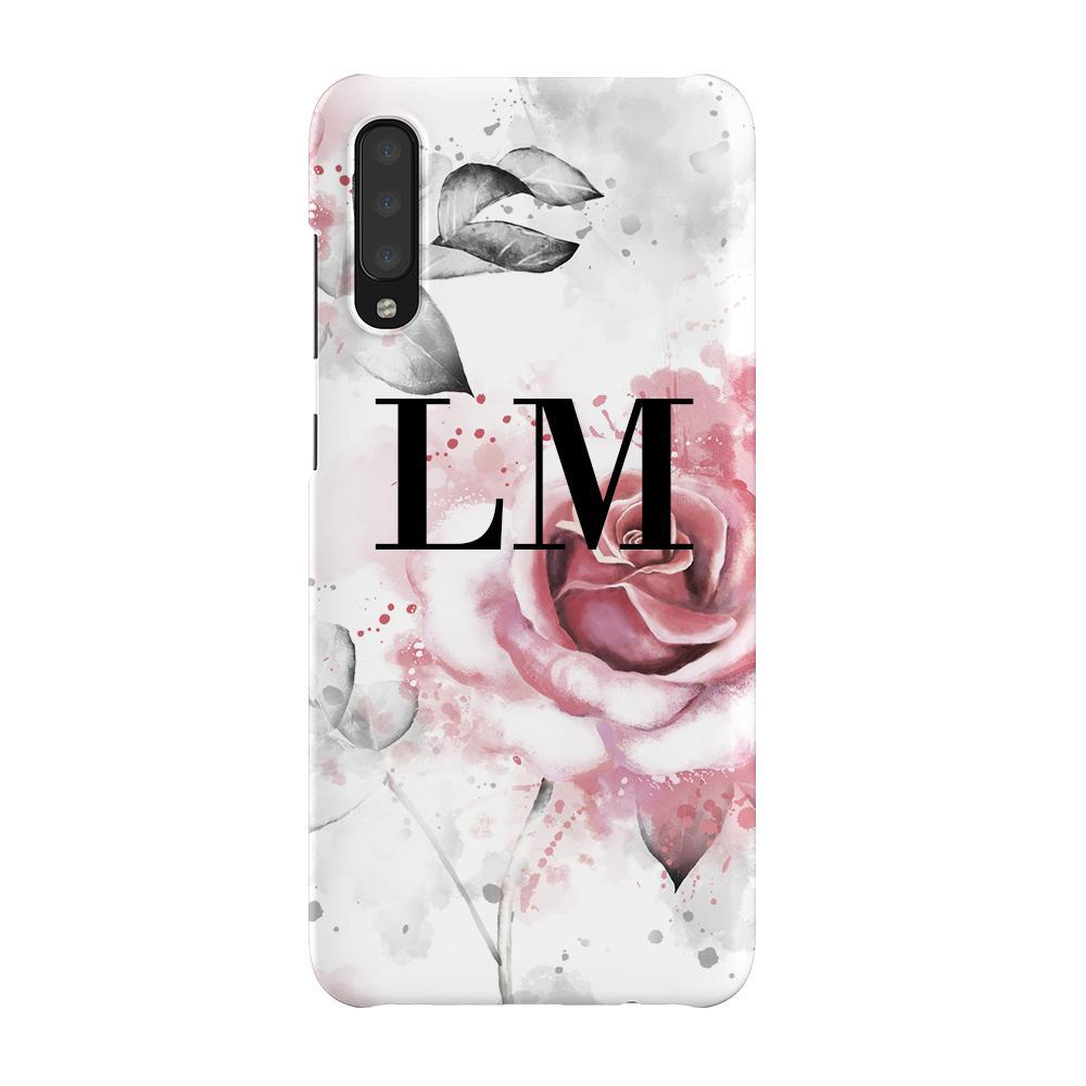 Personalised Floral Rose Initials Samsung Galaxy A70 Case