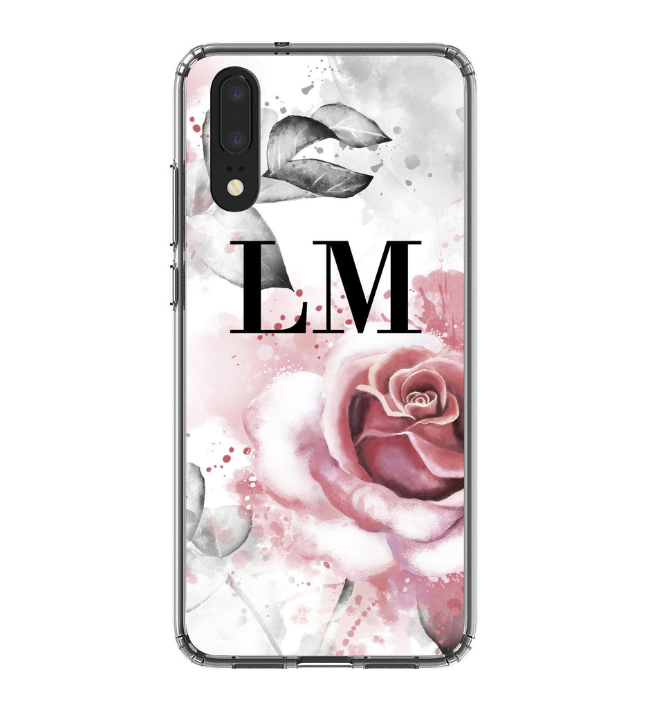 Personalised Floral Rose Initials Huawei P20 Case