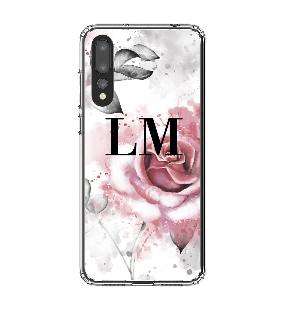 Personalised Floral Rose Initials Huawei P20 Pro Case
