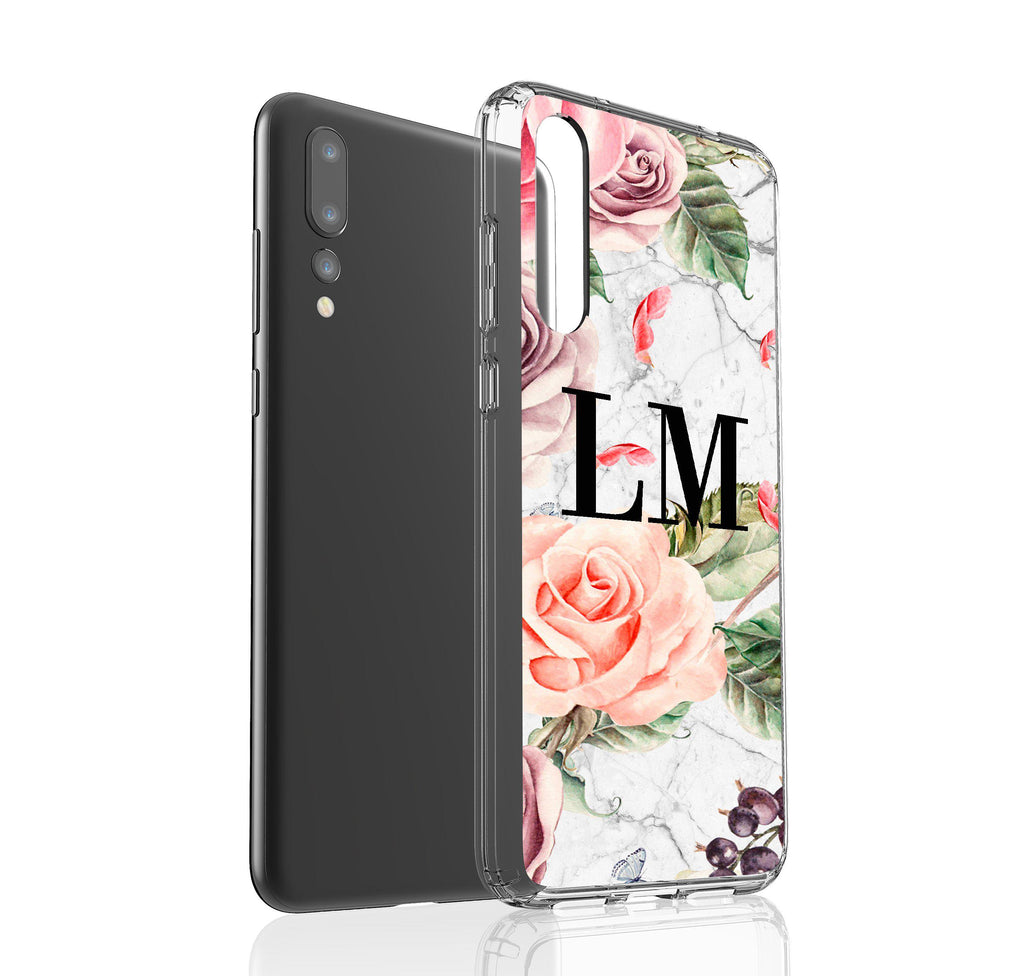 Personalised Watercolor Floral Initials Huawei P20 Pro Case