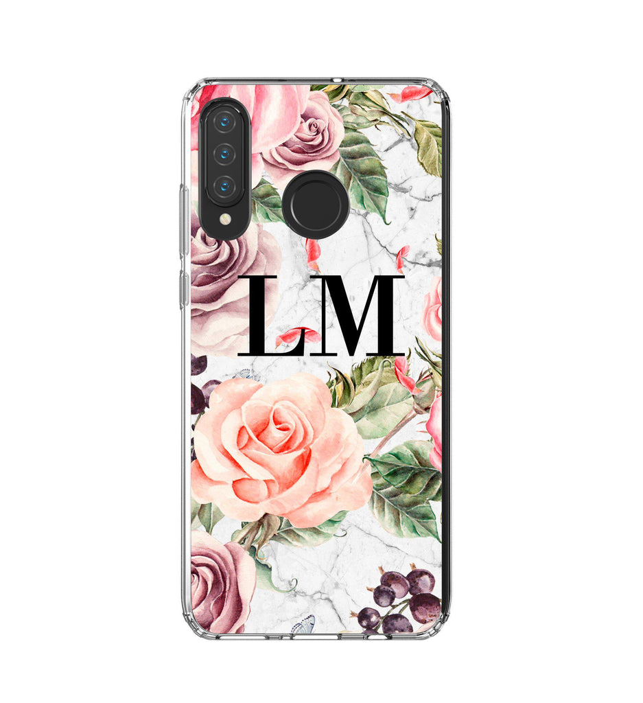 Personalised Watercolor Floral Initials Huawei P30 Lite Case