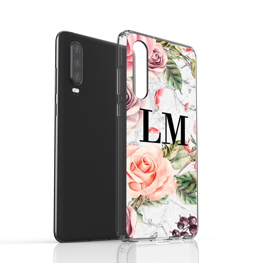Personalised Watercolor Floral Initials Huawei P30 Case