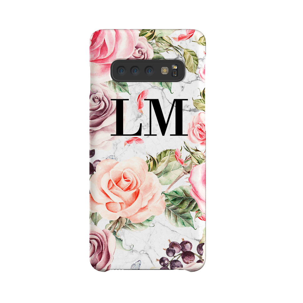 Personalised Watercolor Floral Initials Samsung Galaxy S10 Plus Case