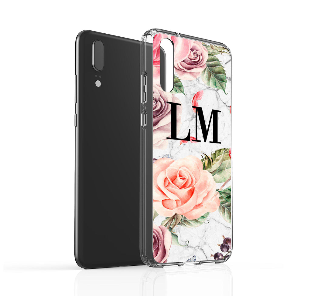 Personalised Watercolor Floral Initials Huawei P20 Case