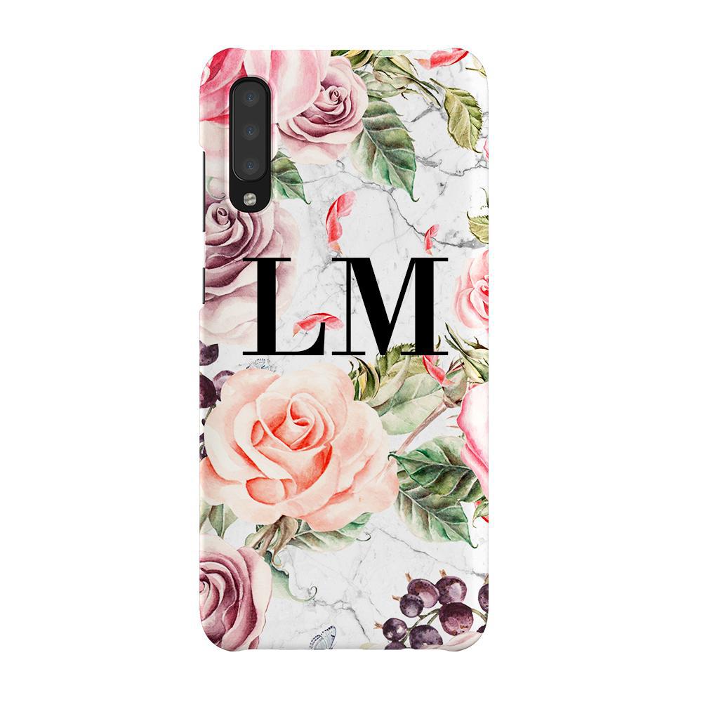 Personalised Watercolor Floral Initials Samsung Galaxy A70 Case