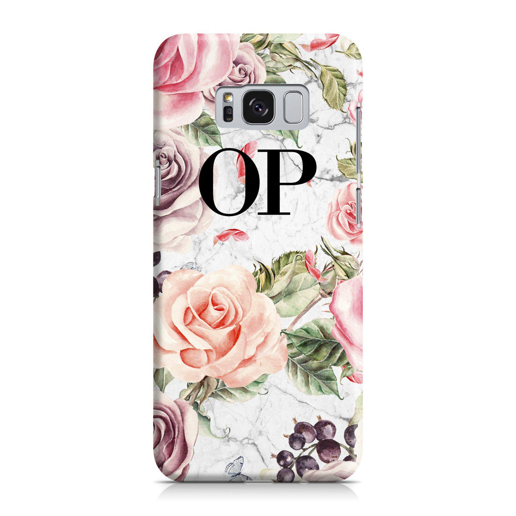 Personalised Watercolor Floral Initials Samsung Galaxy S8 Case