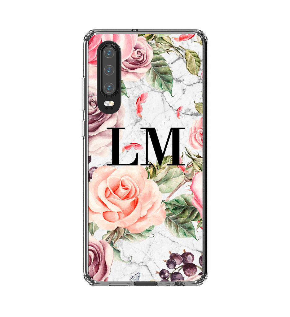 Personalised Watercolor Floral Initials Huawei P30 Case