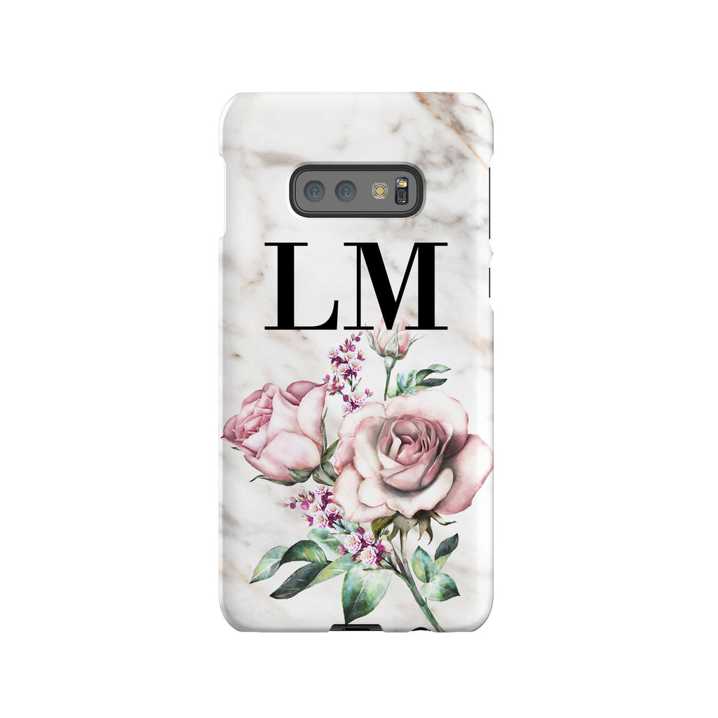Personalised Floral Rose x Marble Initials Samsung Galaxy S10e Case