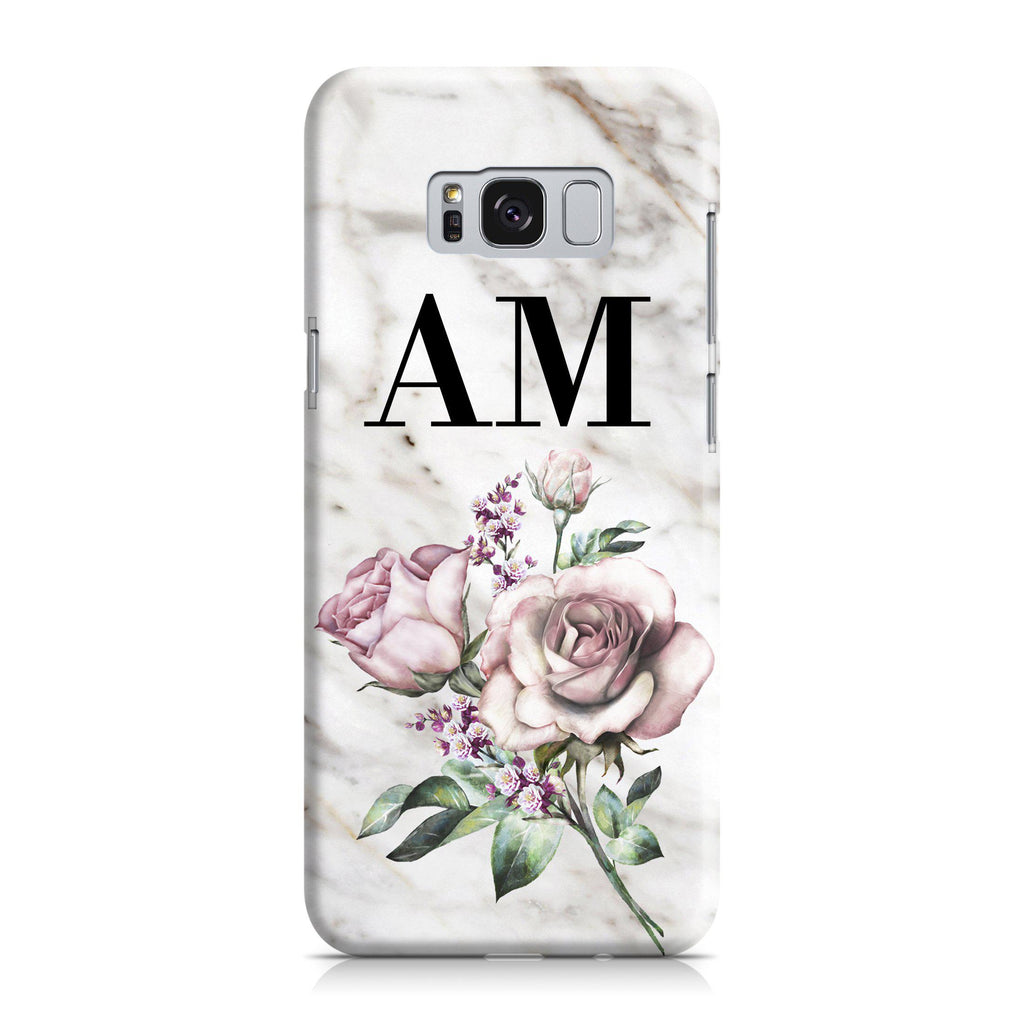 Personalised Floral Rose x Marble Initials Samsung Galaxy S8 Plus Case