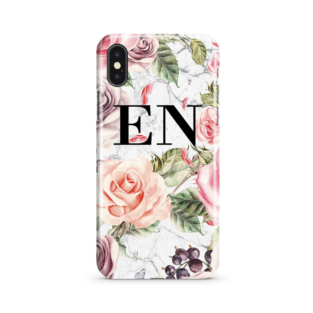 Personalised Watercolor Floral Initials iPhone XS Max Case