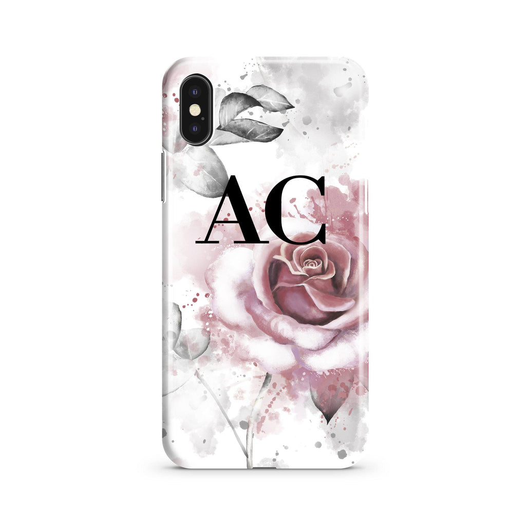Personalised Floral Rose Initials iPhone XS Case